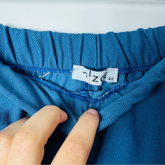 Blue Long Sleeve Ruffle Oversized Tunic Blouse with A marching Crop pants 42 - Picture 13 of 13